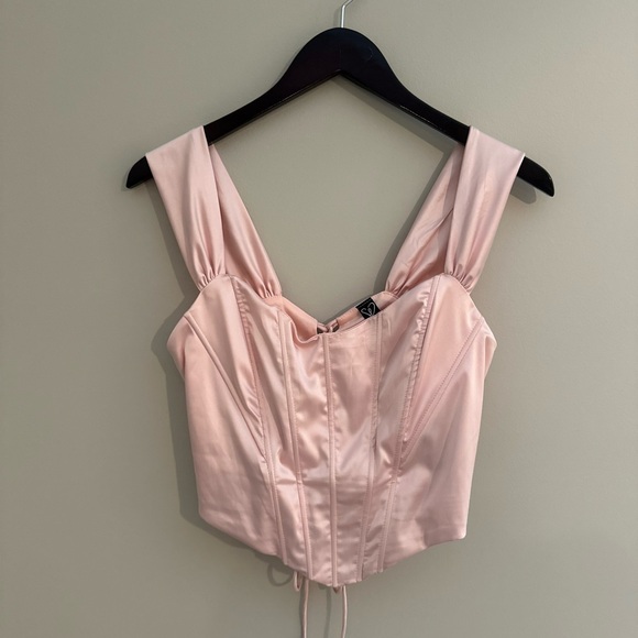 Windsor Tops - BLUSH PINK SATIN LACE UP CORSET WINDSOR LARGE